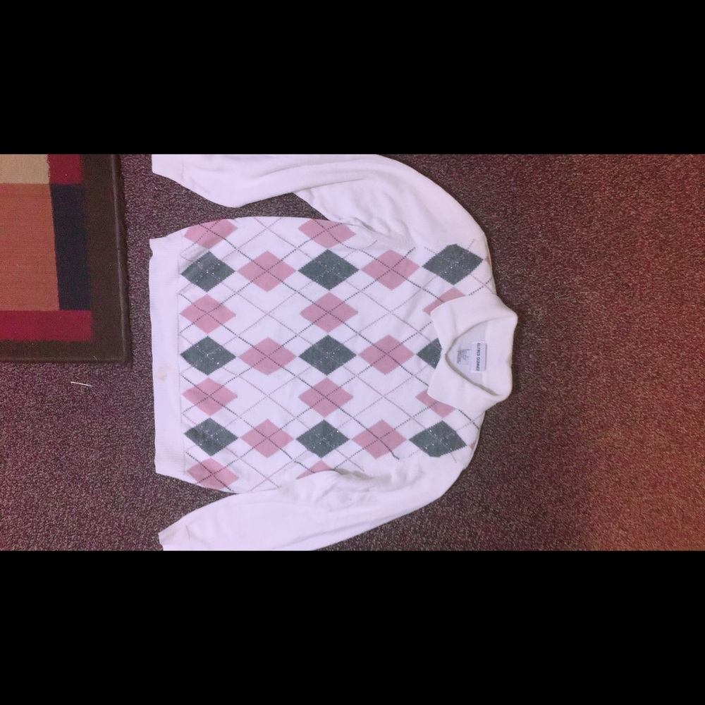 Argyl sweater shirt with small stone work